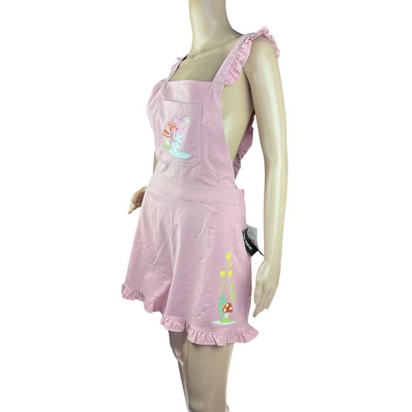 New My Melody by Sanrio Hot Topic Hello Kitty & Friends Pink Ruffle Shortalls XL - Picture 5 of 8